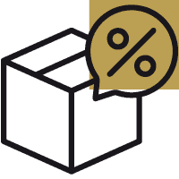 Icon mit Paket und Rabattzeichen als Symbol für B2B Schmuck Outlet