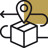 Icon mit Paket und Pfeilen als Symbol für Schmuck Dropshipping