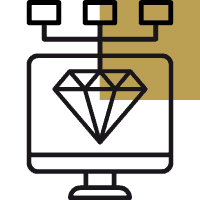 Icon mit Computer und Diamant als Symbol für Schmuck Internet Vertrieb