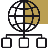 Icon mit Weltkugel und Netzwerk als Symbol für Schmuck Verkaufskonzepte