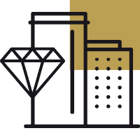 Icon mit Haus und Diamant als Symbol für professionellen Schmuckgroßhandel
