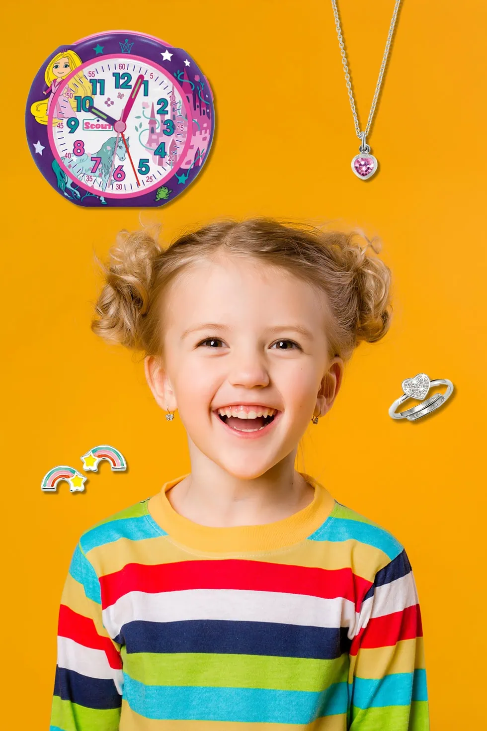 Collage von jungen Frauen mit modernem Schmuck
